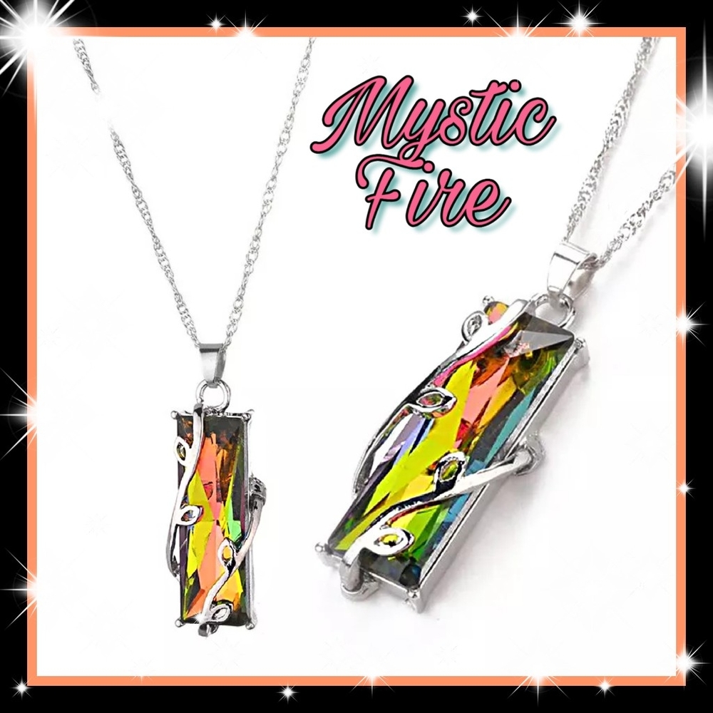 New! Mystic Fire Topaz 925SS 20" Necklace - Picture 3 of 4